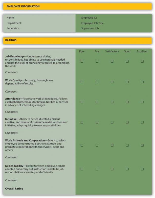 performance evaluation template