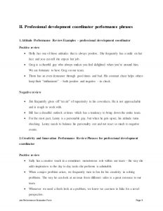 performance review forms professional development coordinator performance appraisal