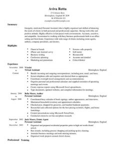 personal assistant resume personal assistant resume full