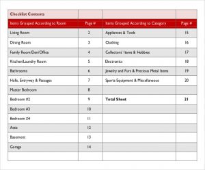 personal balance sheet template free home inventory list template download