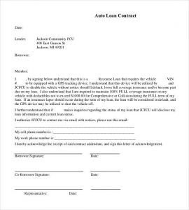 personal loan contract basic auto loan contract