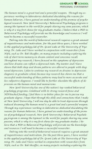 personal statement graduate school graduate school personal statement psychology sample