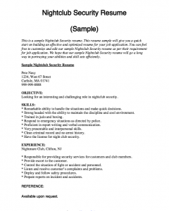 personal statement graduate school sample nightclub security resume sample