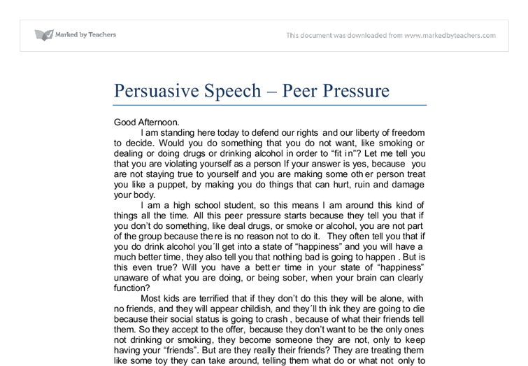 how to start a persuasive speech sample