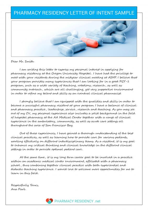 Pharmacy Residency Letter Of Intent | Template Business