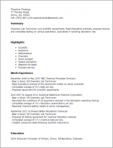 phlebotomy resume sample chemistry lab technician