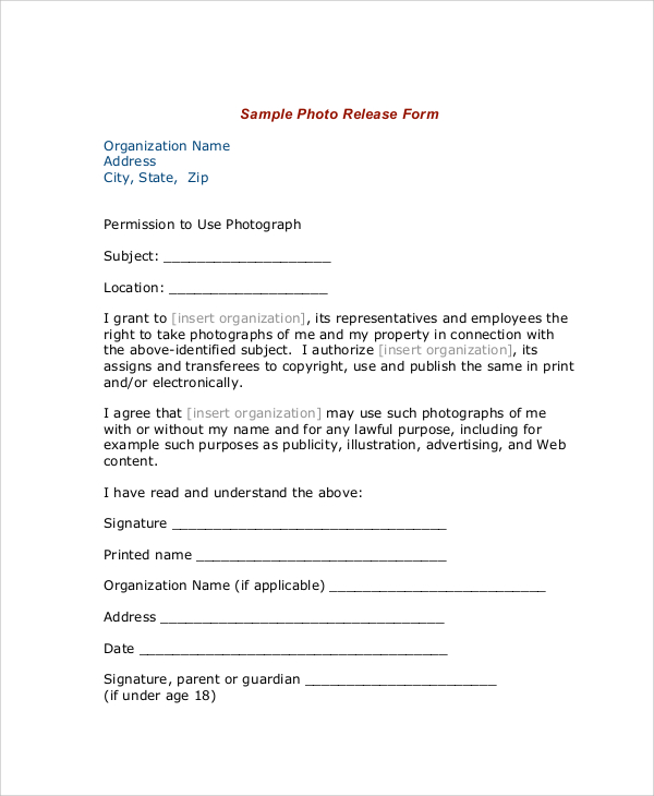 photo release form pdf