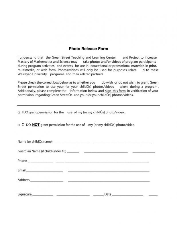 photo release form template