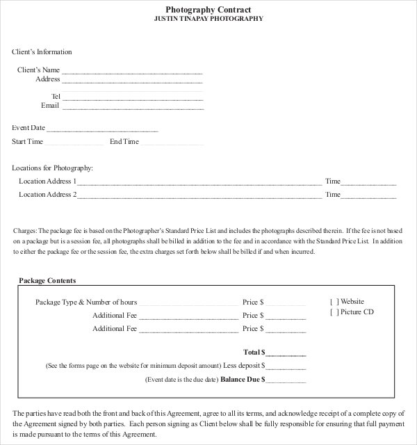 photography contract pdf