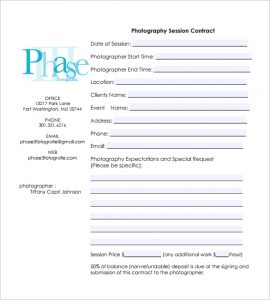 photography contract pdf photography session contract pdf free download