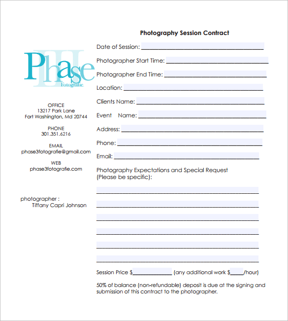 photography contract pdf