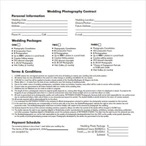 photography contract pdf wedding photography contract template