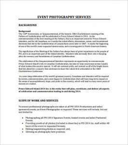 photography proposal template event photography proposal pdf