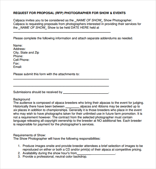 photography proposal template