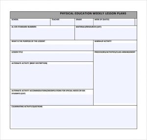 phys ed lesson plan template example of physical education lesson plan template