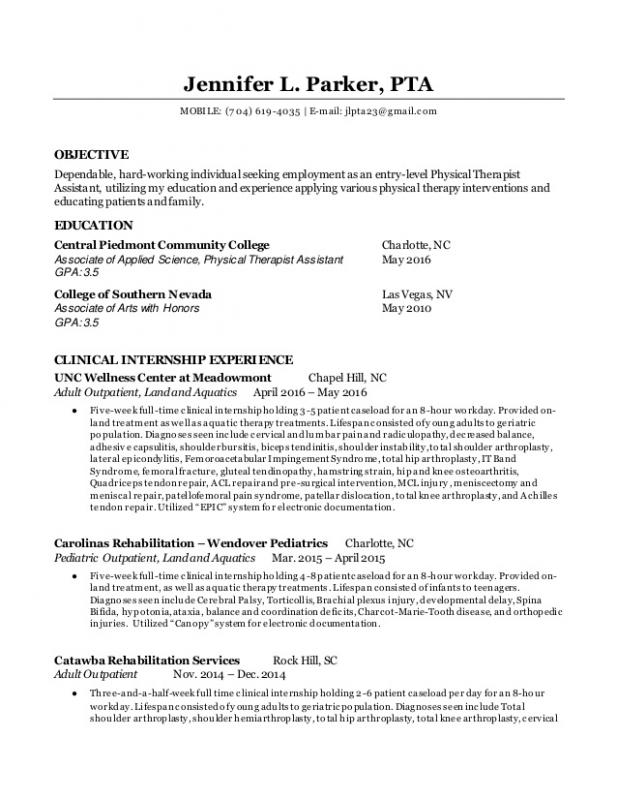 Physical Therapist Resume Template Business