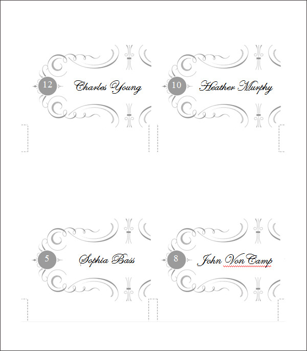 Place Card Template Template Business