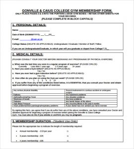 planet fitness cancellation form pdf college gym membership form template