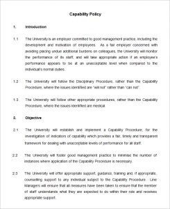 policies and procedures template capability policy and procedure template