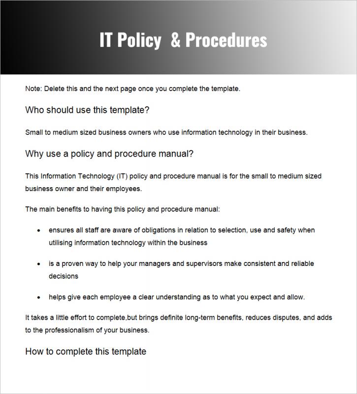 Policies And Procedures Template Template Business