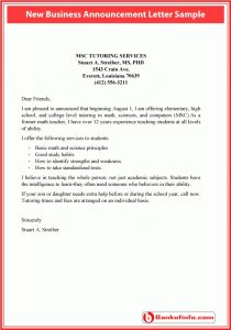 policy memo template new business announcement letter sample bank of information with new business announcement letter