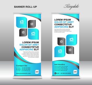 poster template free download roll up banner stand template blue styles vector