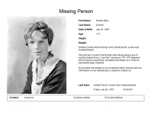 poster template word earhart amelia missing