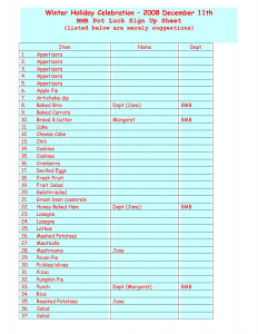 potluck sign up sheet template christmas potluck sign up sheet template