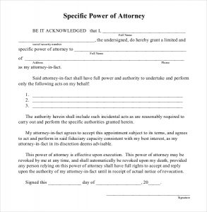 power of attorney document pdf document for specific power of attorney template