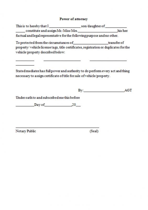 power of attorney form free printable