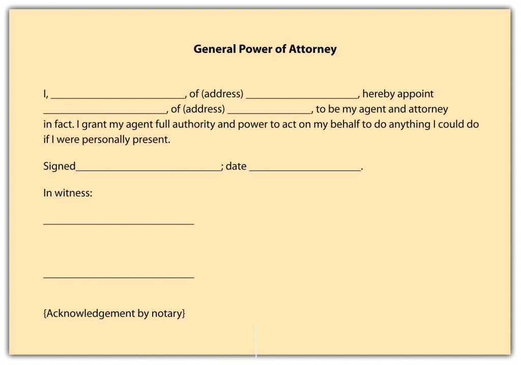 power of attorney form free printable