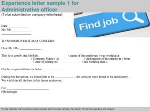 ppt certificate template administrative officer experience letter