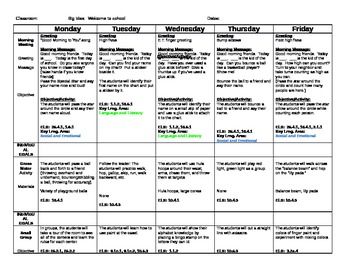 pre k lesson plan template