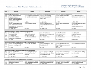 pre k lesson plan templates pre k lesson plan template