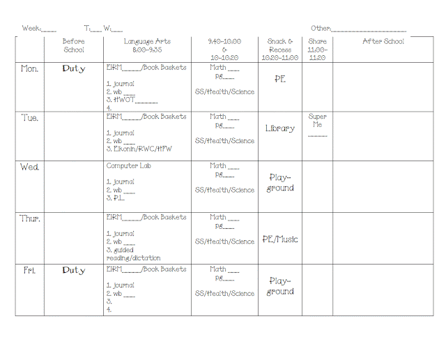 pre kindergarten lesson plan template