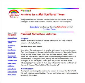 pre kindergarten lesson plan template preschool multicultural lesson plan free pdf download