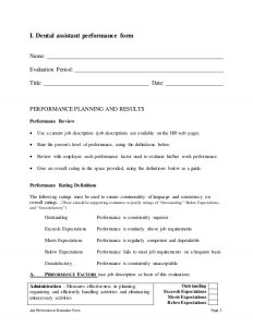 preformance review forms dental assistant performance appraisal