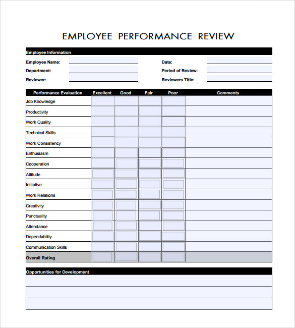 preformance review forms