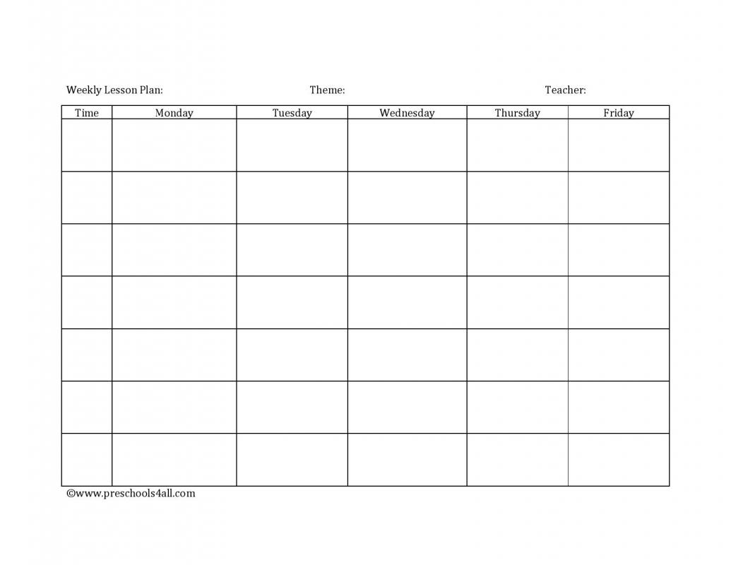 prek lesson plan template