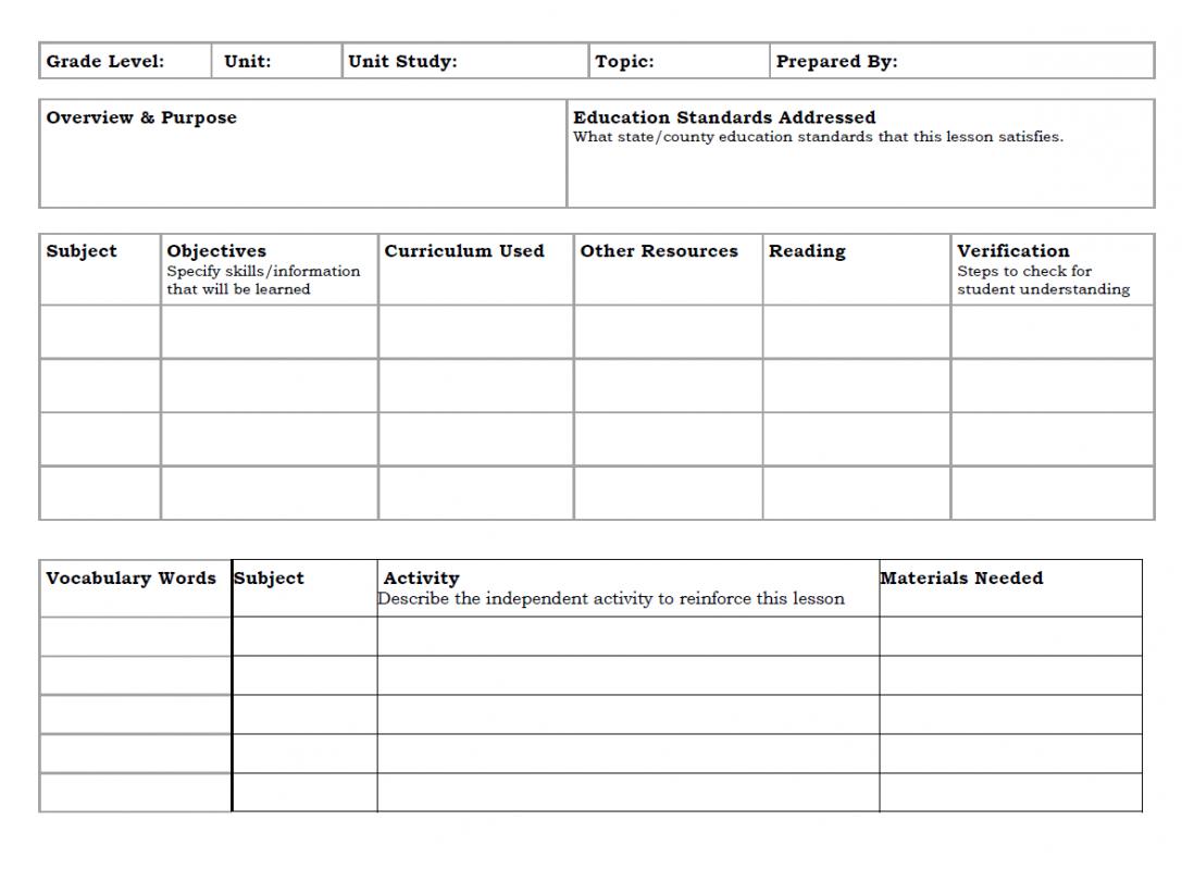 prek lesson plan templates