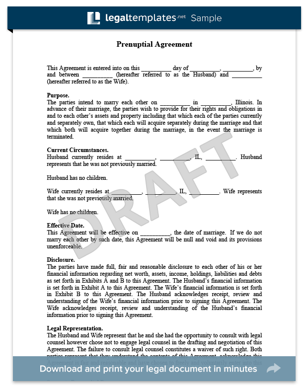 prenup agreement examples