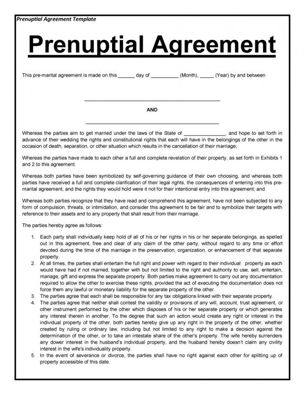 prenuptial agreement sample