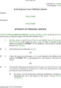 prenuptial agreement template british columbia affidavit of personal service form