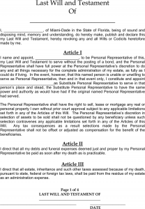 prenuptial agreement template florida last will and testament form