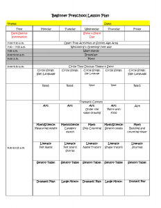 preschool lesson plan template