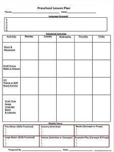 preschool lesson plan template preschool lesson plan