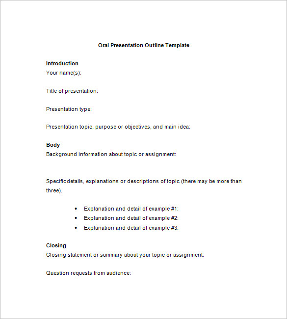 Presentation Outline Template Template Business