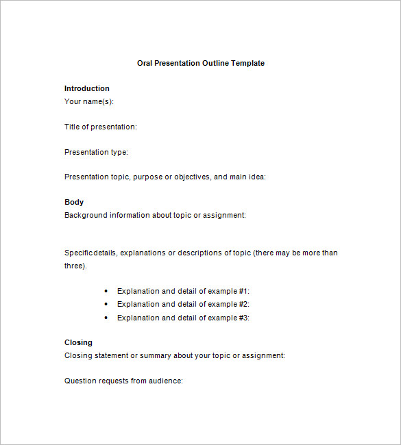 Presentation Outline Template Word