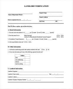 previous employment verification form landlord verification form