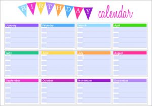 printable birthday calendar birthday template